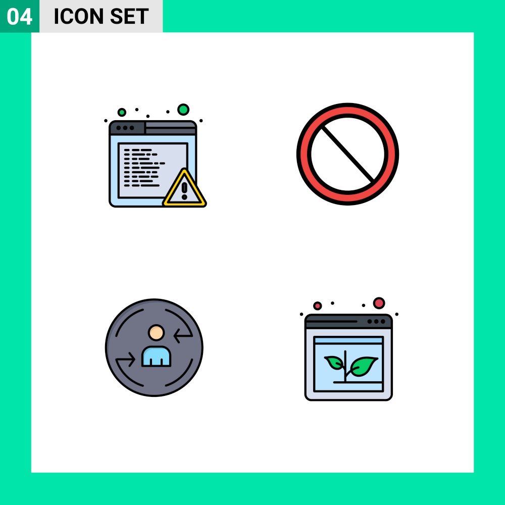 Universal Icon Symbols Group of 4 Modern Filledline Flat Colors of alert, digital, interface, user, arrow Editable Vector Design Elements