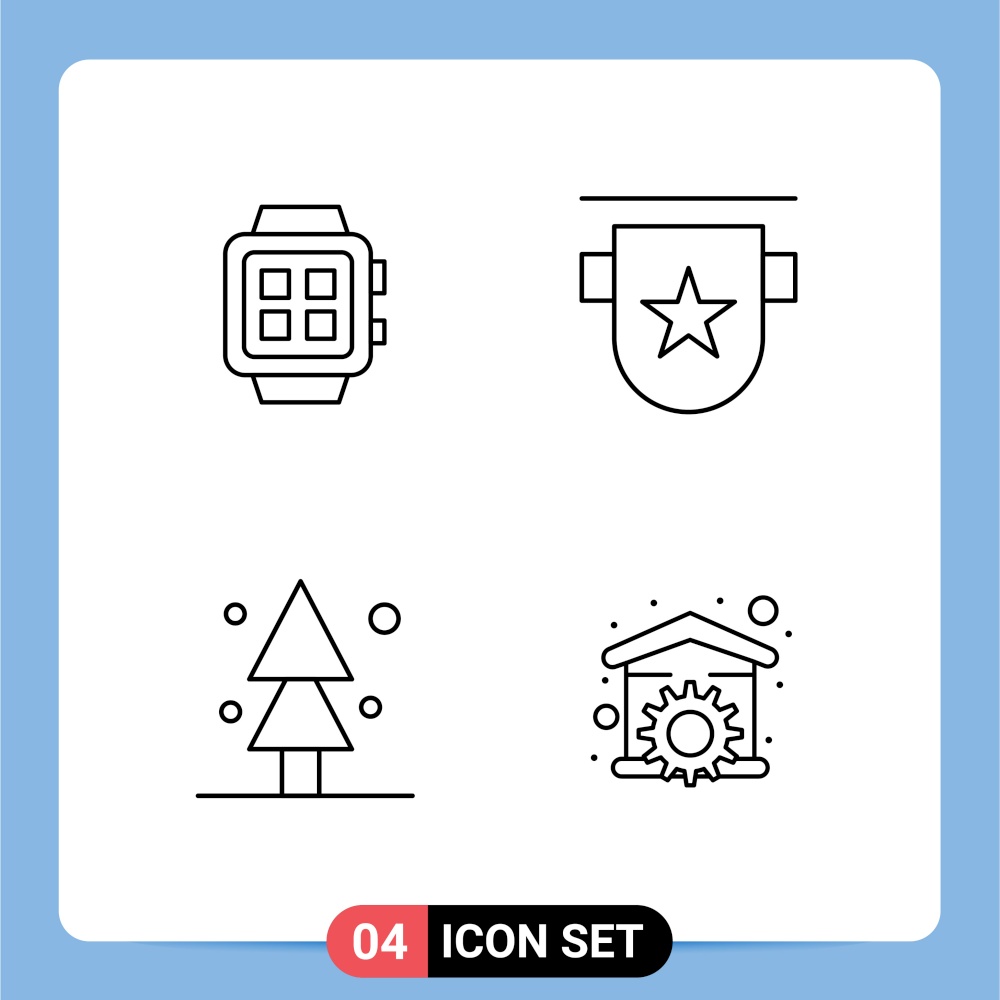 4 Thematic Vector Filledline Flat Colors and Editable Symbols of electronic, stamp, technology, badges, nature Editable Vector Design Elements