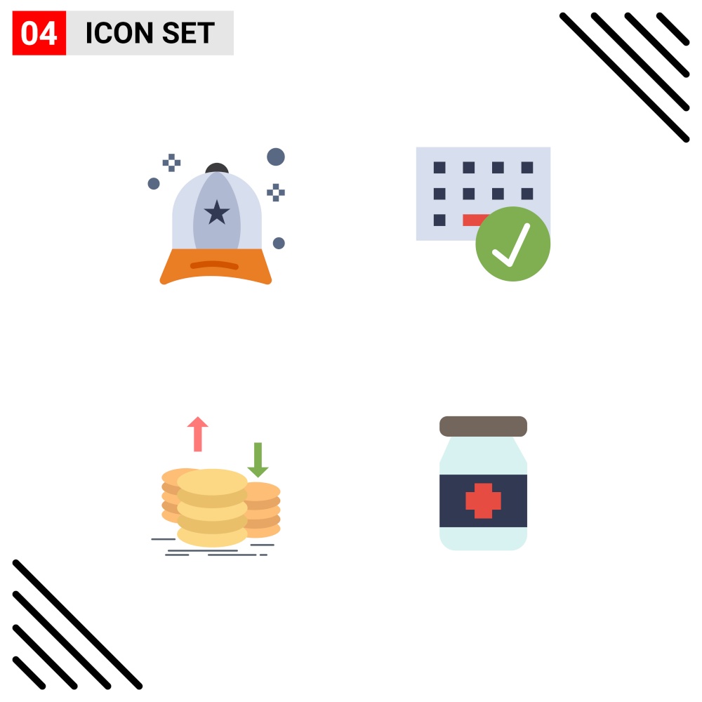 Flat Icon Pack of 4 Universal Symbols of accessories, coins, fashion, devices, capital Editable Vector Design Elements
