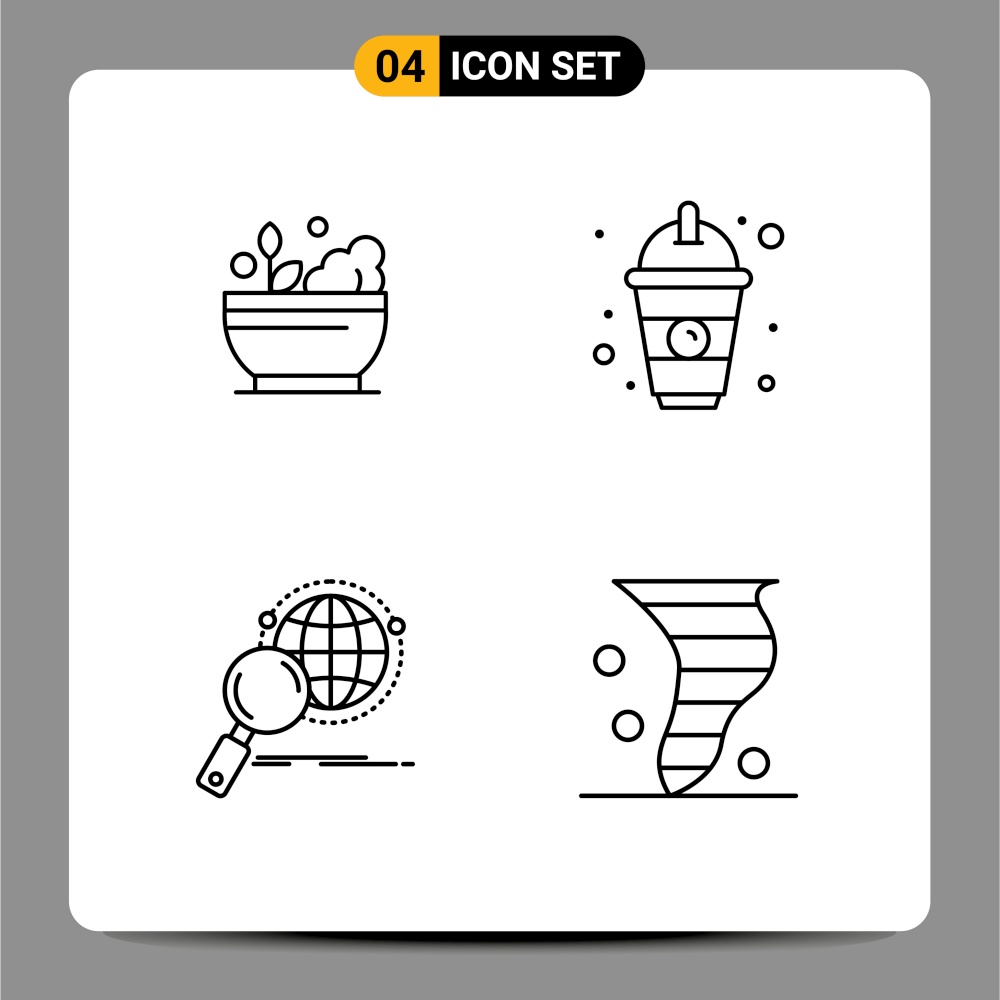 4 Creative Icons Modern Signs and Symbols of hospital, globe, soup, food, research Editable Vector Design Elements
