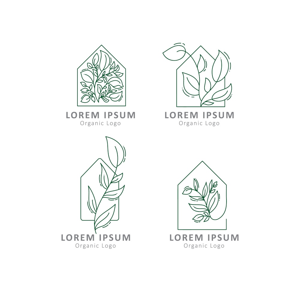 Vector Green house logo templates. Set of conceptual icons for hotel, real estate firm, eco friendly smart houses, cottages.. Vector Green house logo templates. Set of conceptual icons for hotel, real estate firm, eco friendly smart houses, cottages