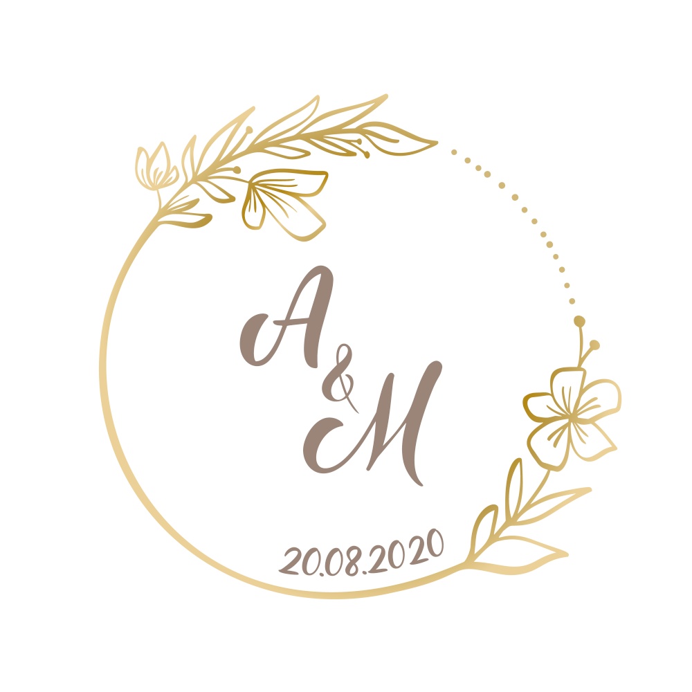 Vector Wedding logo Golden Wreath Background. Floral frame easy to edit. Perfect for invitation or greeting card with monogram letters or text.. Vector Wedding logo Golden Wreath Background. Floral frame easy to edit. Perfect for invitation or greeting card with monogram letters or text