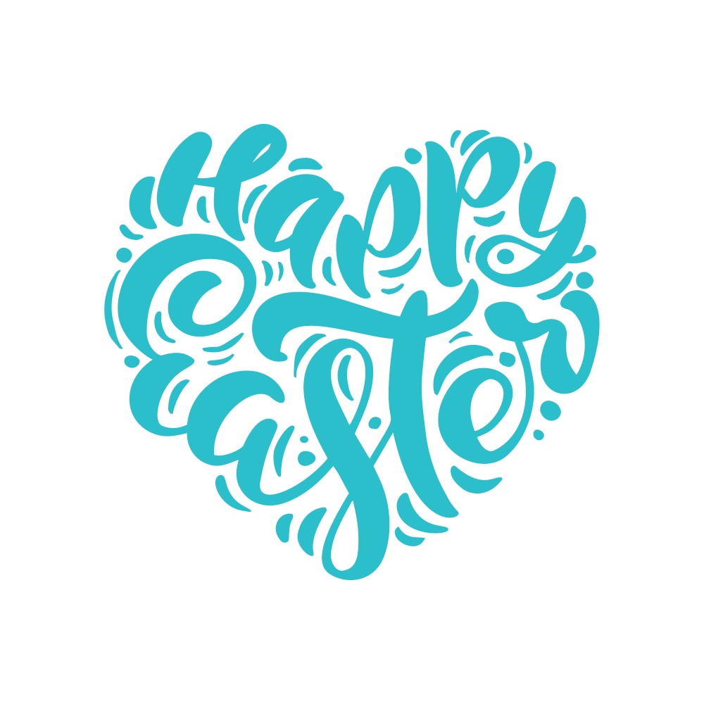 Happy Easter vintage vector calligraphy text in form of heart love. Hand drawn lettering poster for Easter. Modern Handwritten brush type isolated on white background.. Happy Easter vintage vector calligraphy text in form of heart love. Hand drawn lettering poster for Easter. Modern Handwritten brush type isolated on white background