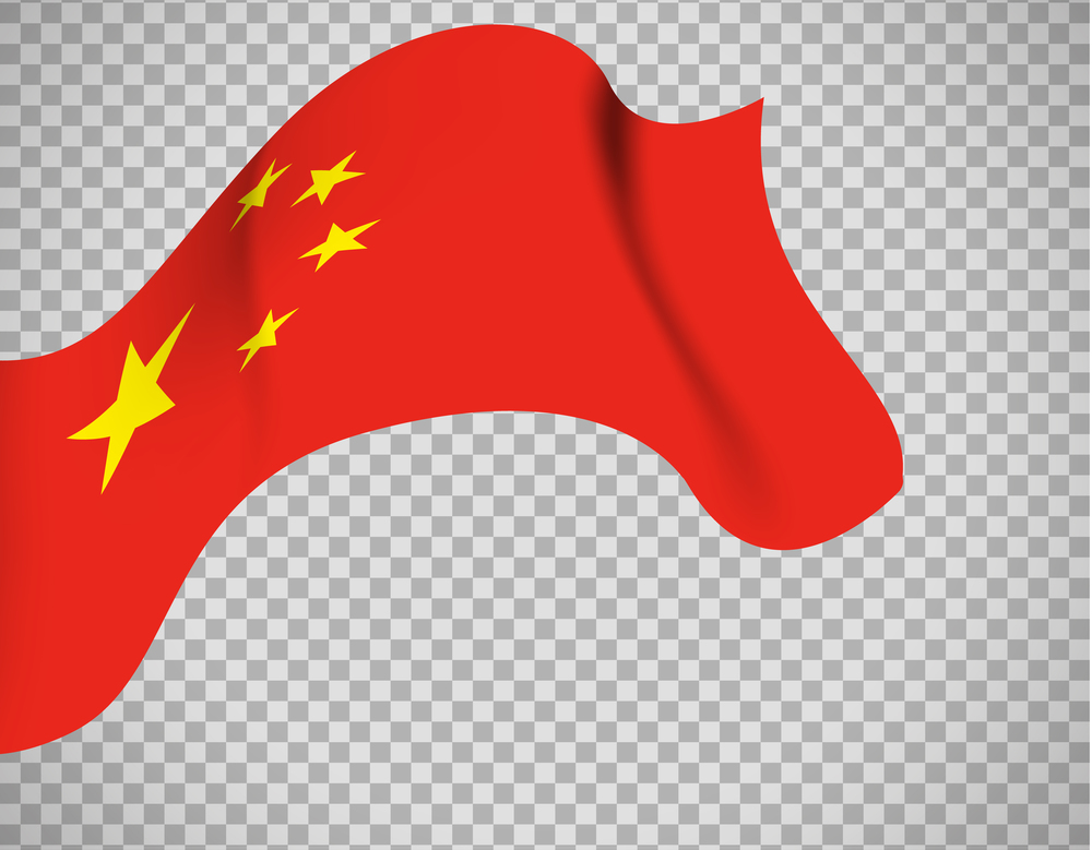 China flag icon on transparent background. Vector illustration. China flag on transparent background