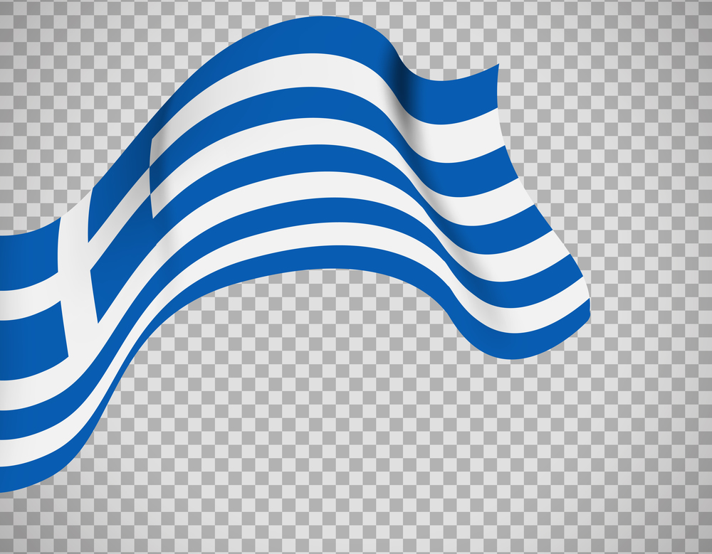 Greece flag icon on transparent background. Vector illustration. Greece flag on transparent background