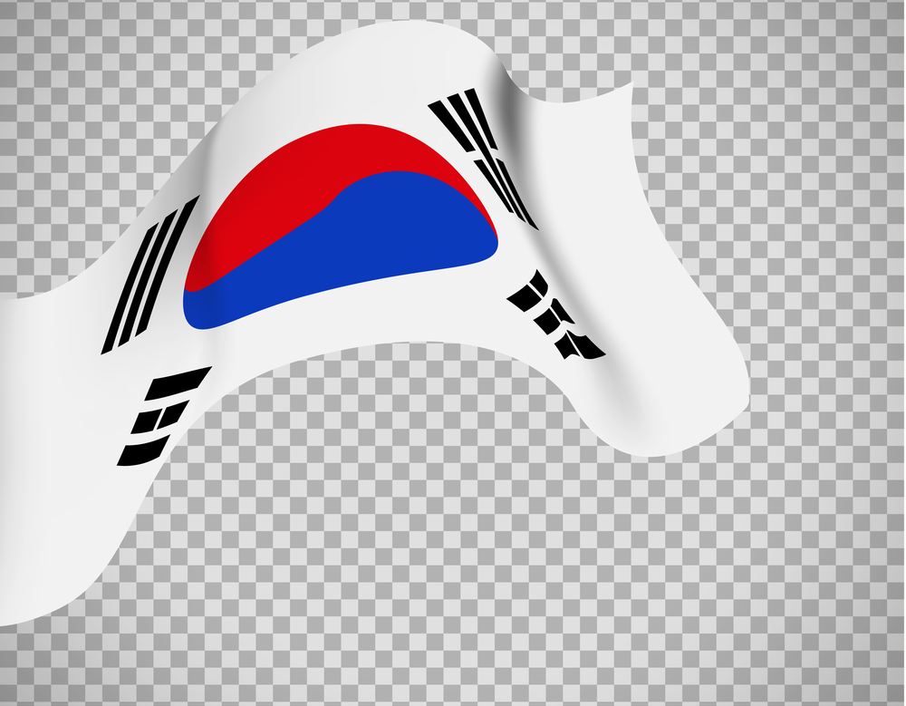 South Korea flag on transparent background. Vector illustration. South Korea flag on transparent background