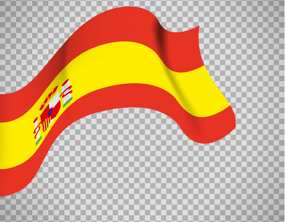 Spain flag icon on transparent background. Vector illustration. Spain flag on transparent background