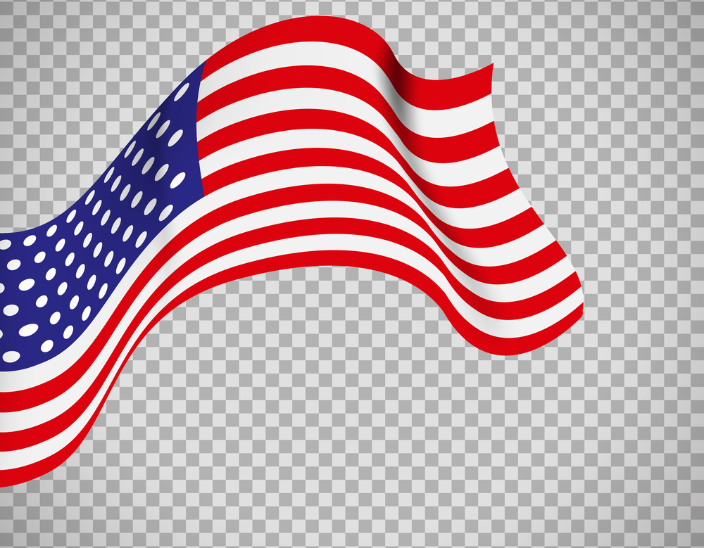 USA flag icon on transparent background. Vector illustration. USA flag on transparent background