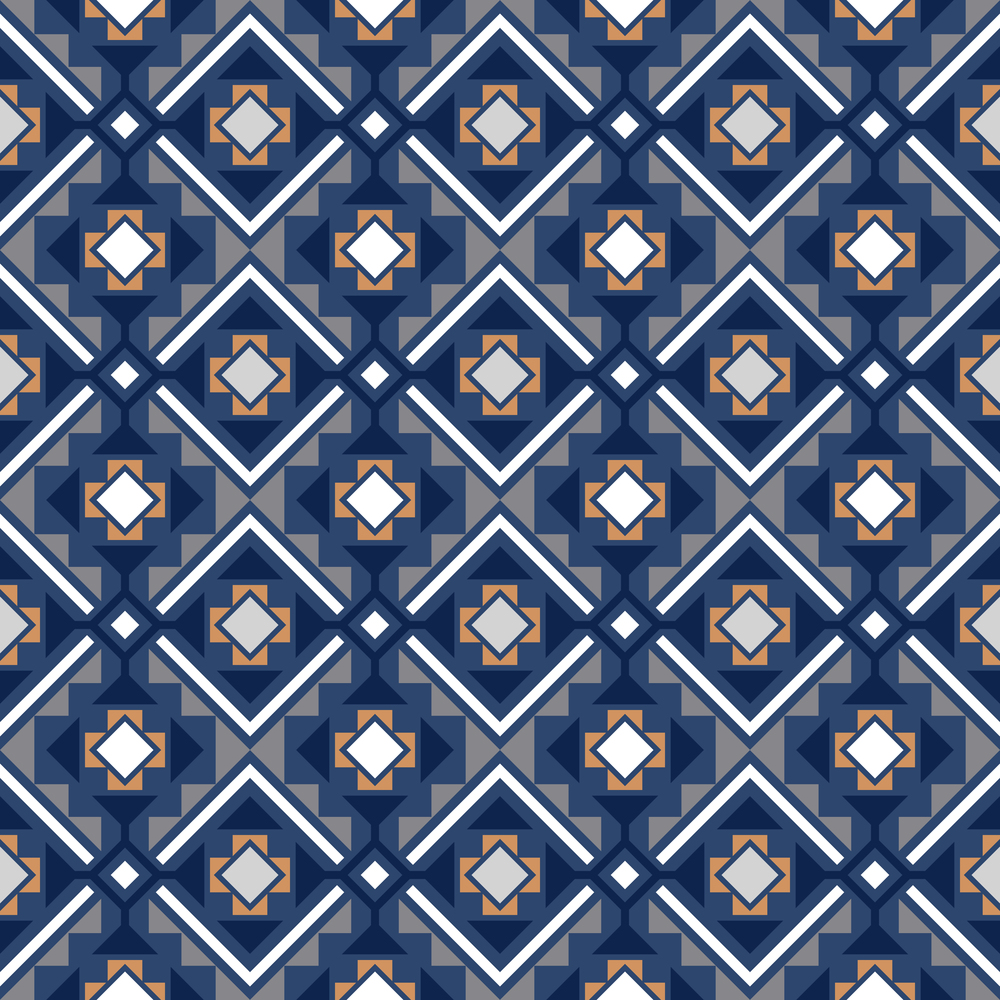 Decorative geometric pattern in blue and white colors, vector illustration. Decorative geometric pattern in blue