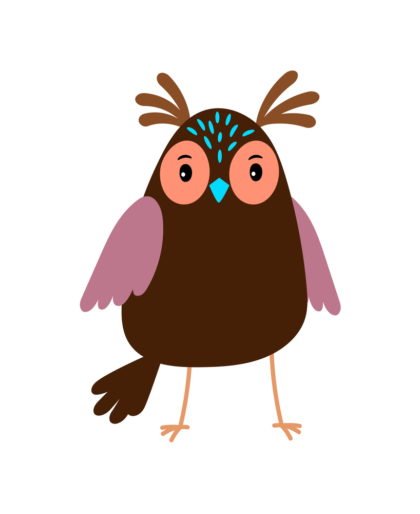 Cute cartoon owl bird icon isolated on white background, vector illustration. Cute cartoon owl bird icon