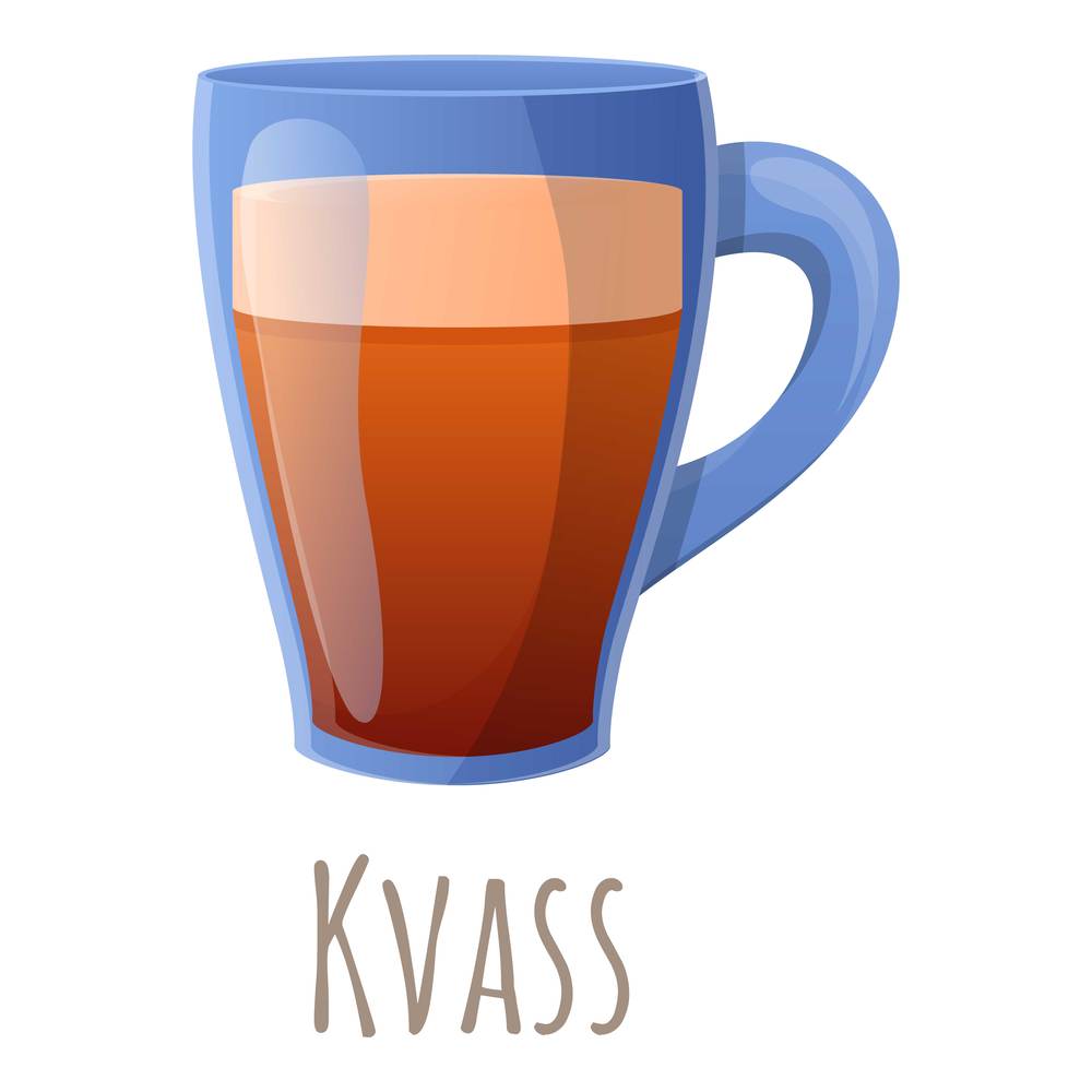 Kvass mug icon. Cartoon of kvass mug vector icon for web design isolated on white background. Kvass mug icon, cartoon style