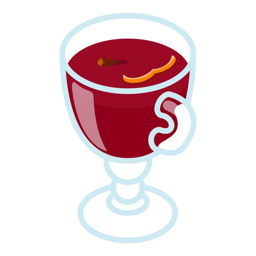 Mulled wine icon. Isometric of mulled wine vector icon for web design isolated on white background. Mulled wine icon, isometric style