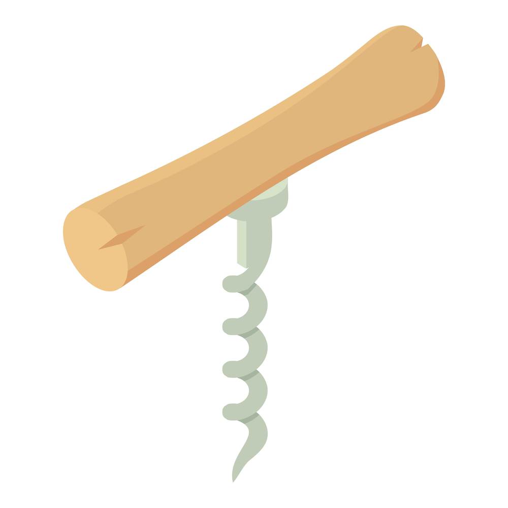 Wood corkscrew icon. Isometric of wood corkscrew vector icon for web design isolated on white background. Wood corkscrew icon, isometric style