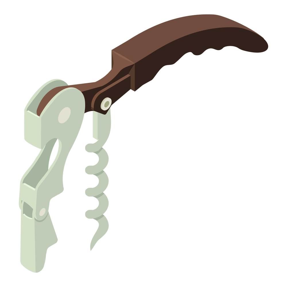 Hand corkscrew icon. Isometric of hand corkscrew vector icon for web design isolated on white background. Hand corkscrew icon, isometric style
