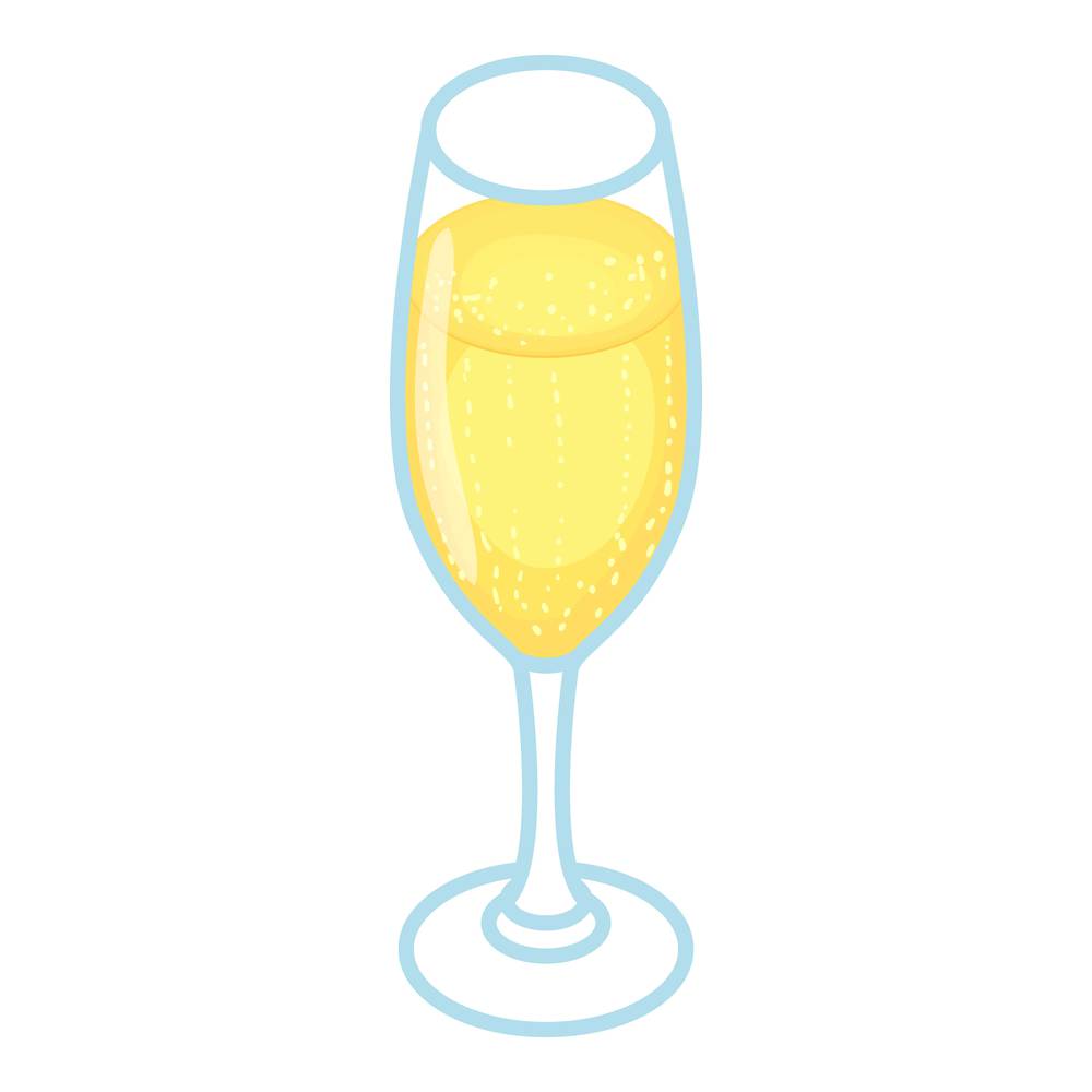 Champagne wedding glass icon. Isometric of champagne wedding glass vector icon for web design isolated on white background. Champagne wedding glass icon, isometric style