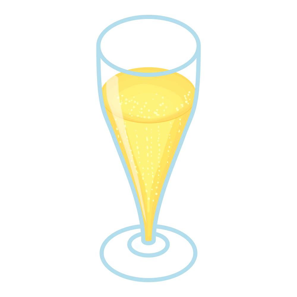 Holiday champagne glass icon. Isometric of holiday champagne glass vector icon for web design isolated on white background. Holiday champagne glass icon, isometric style