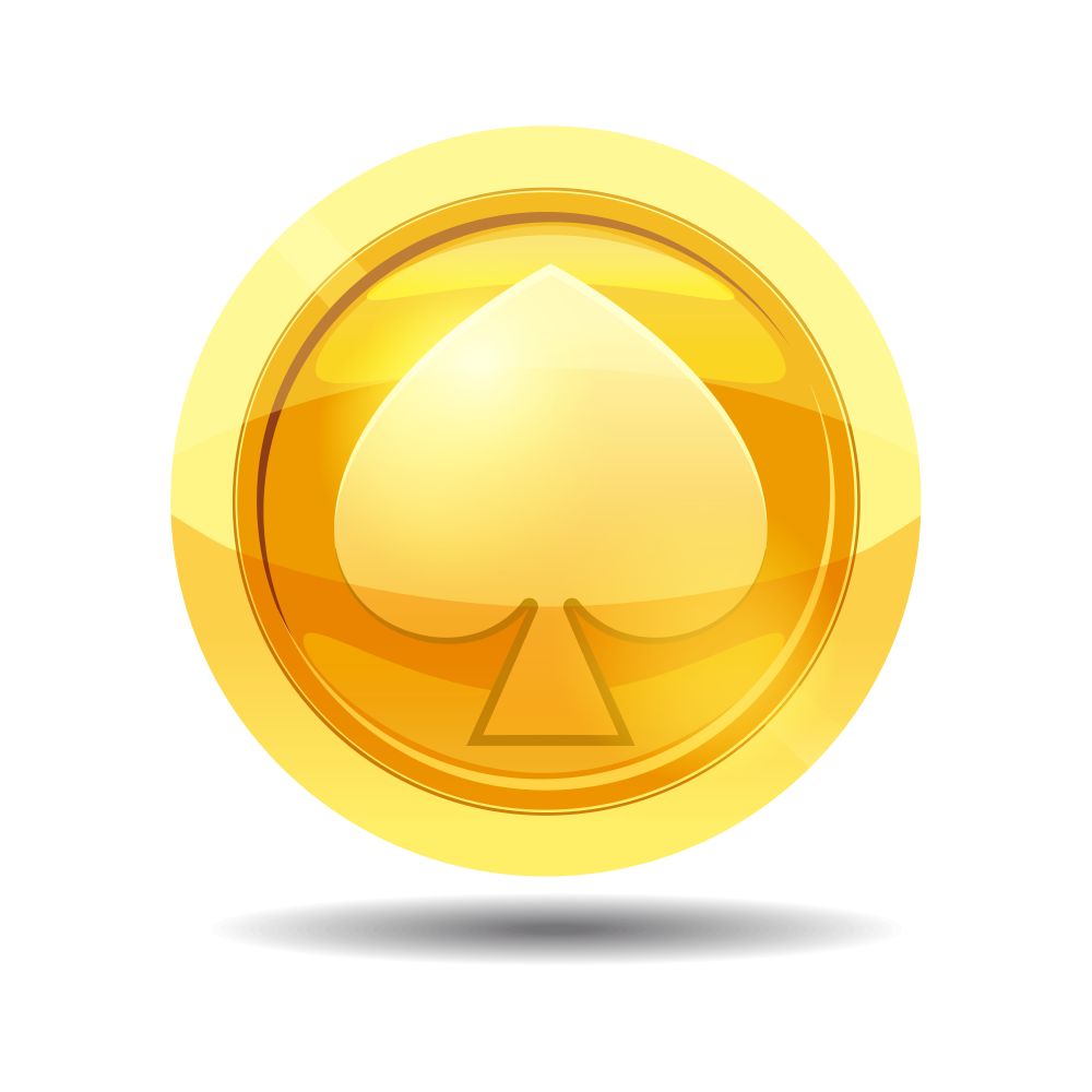 Game coin with peak, game interface, gold. Game coin with peak, game interface, gold, vector, cartoon style, isolated