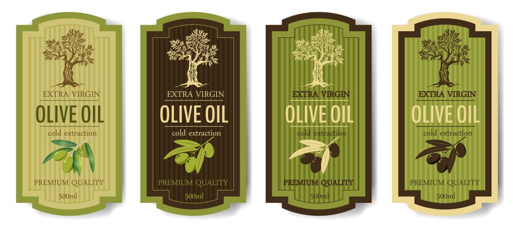 Set elegant labels collection set for premium olive oil. Set elegant labels collection set for premium olive oil, vector, isolated