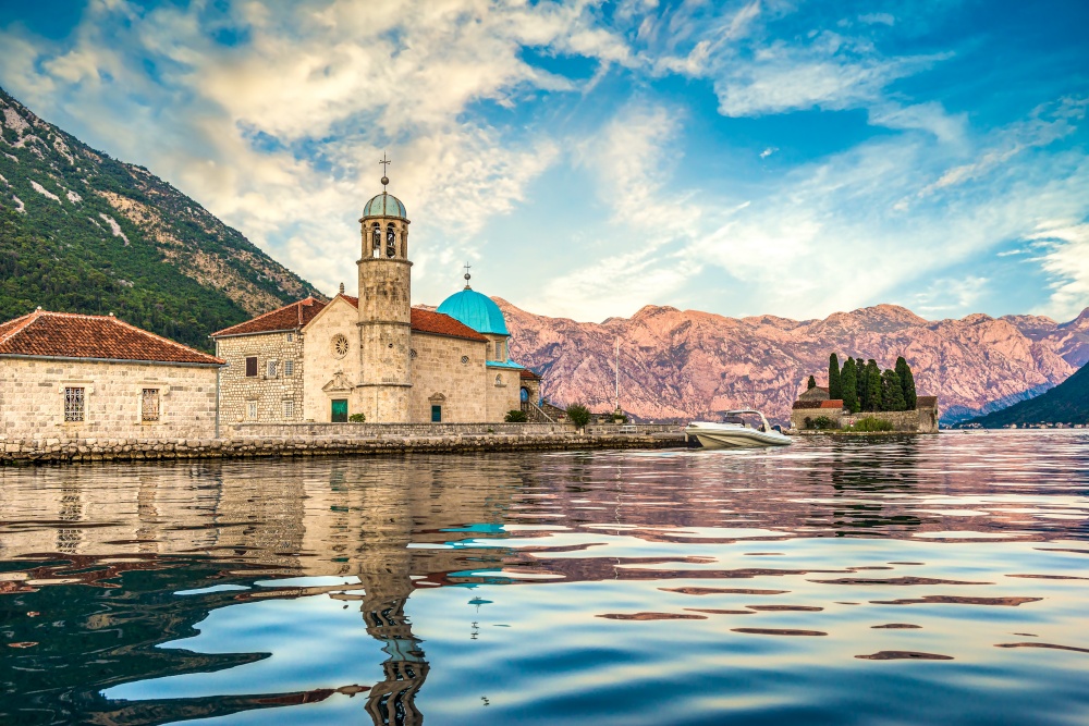 Church of Our Lady of the Rocks in the sea, island near Perast