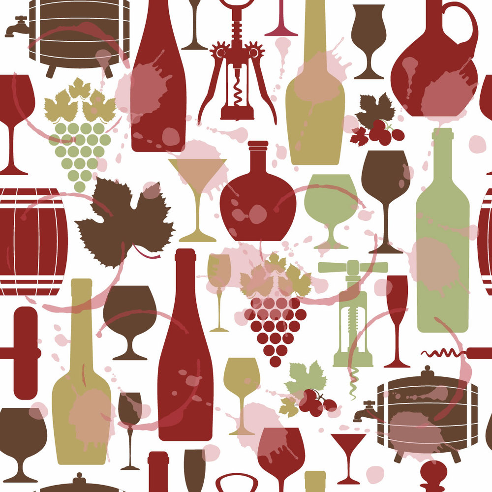 Wine seamless design pattern. stock illustration