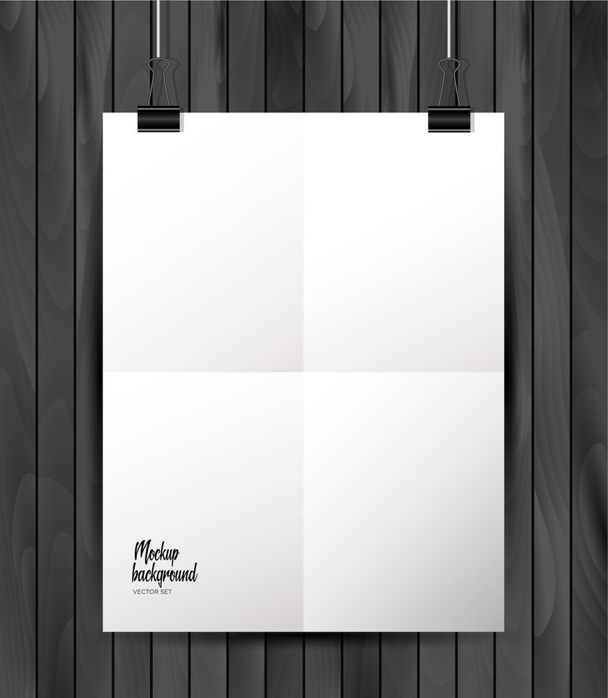 Empty paper sheet. A4 format paper with shadows on the layout on wooden background.. Empty paper sheet. A4 format paper with shadows on the layout on wooden background. Vector Illustration.