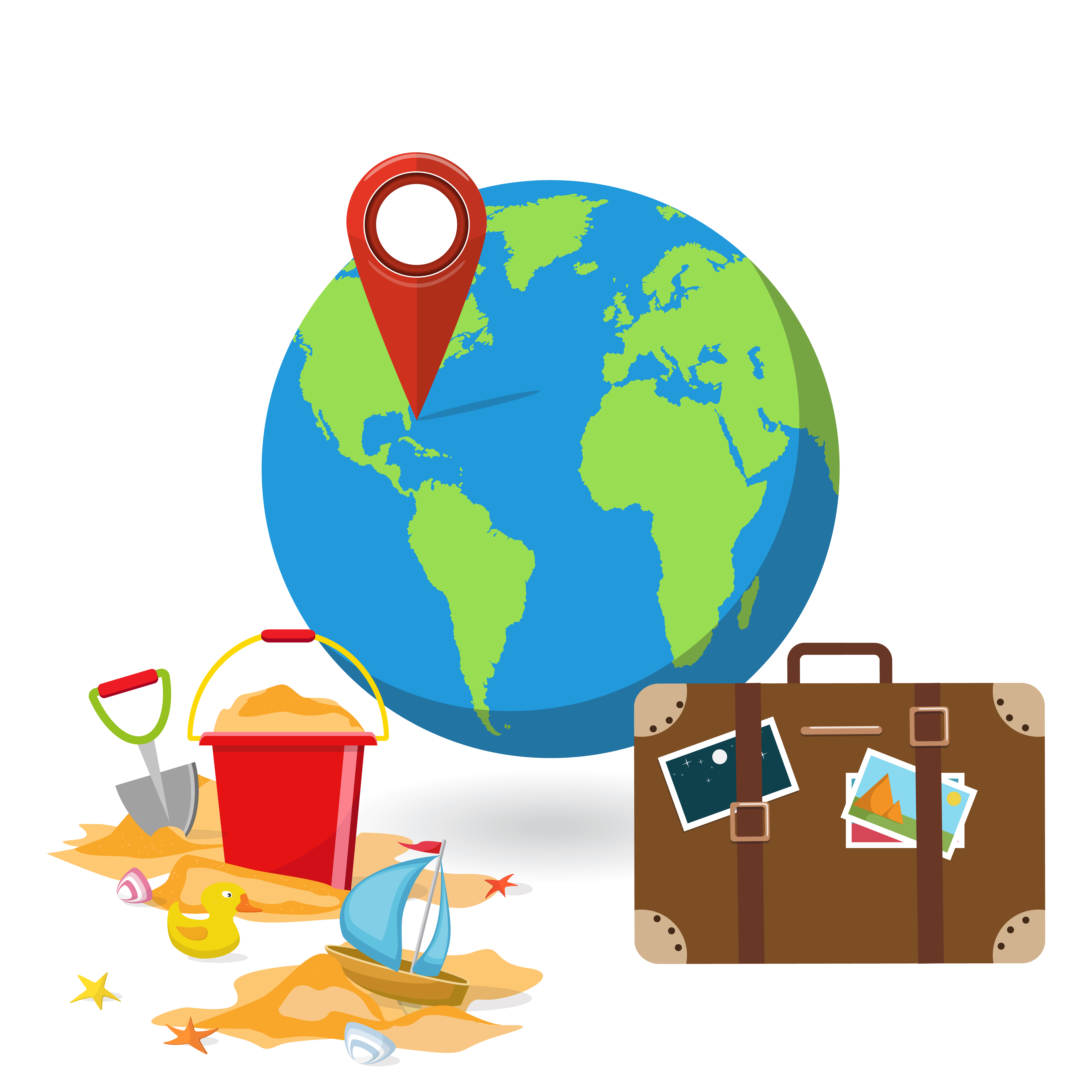 Vacation concept. Vector illustration. Travel objects.. Travel objects. Vacation concept. Vector illustration icon