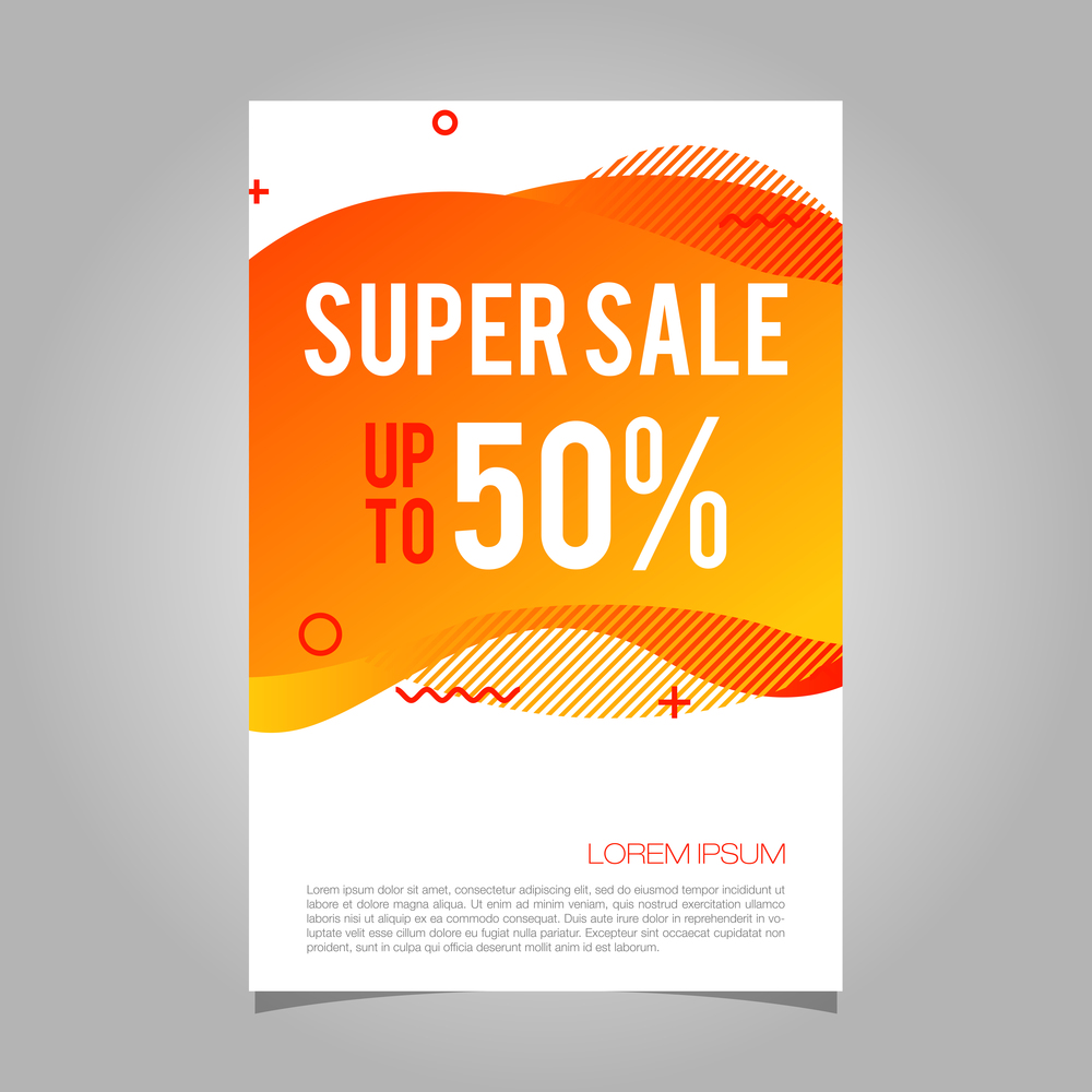 Super Sale 50% banner. Liquid background orange color vector template illustration design EPS 10