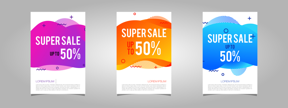 Super Sale 50% Color Set Liquid Background Vector Banner Template illustration design EPS 10