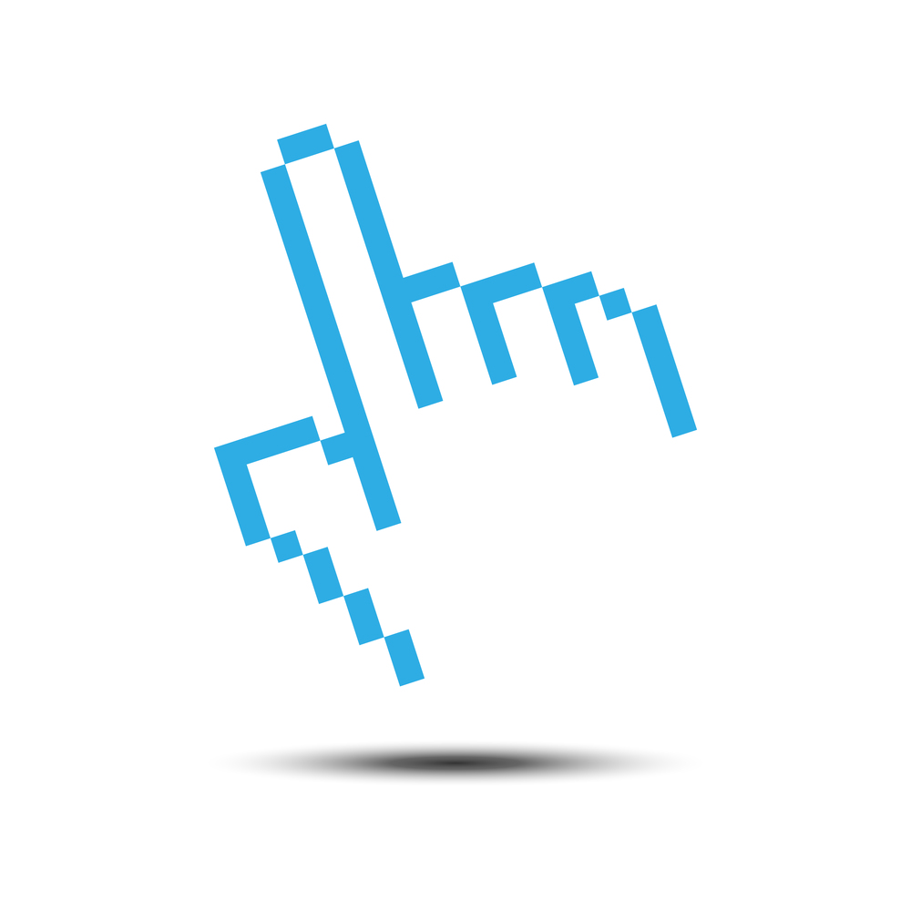 Cursor Pointer Icon Template. Click Finger Pixel Illustration Design.