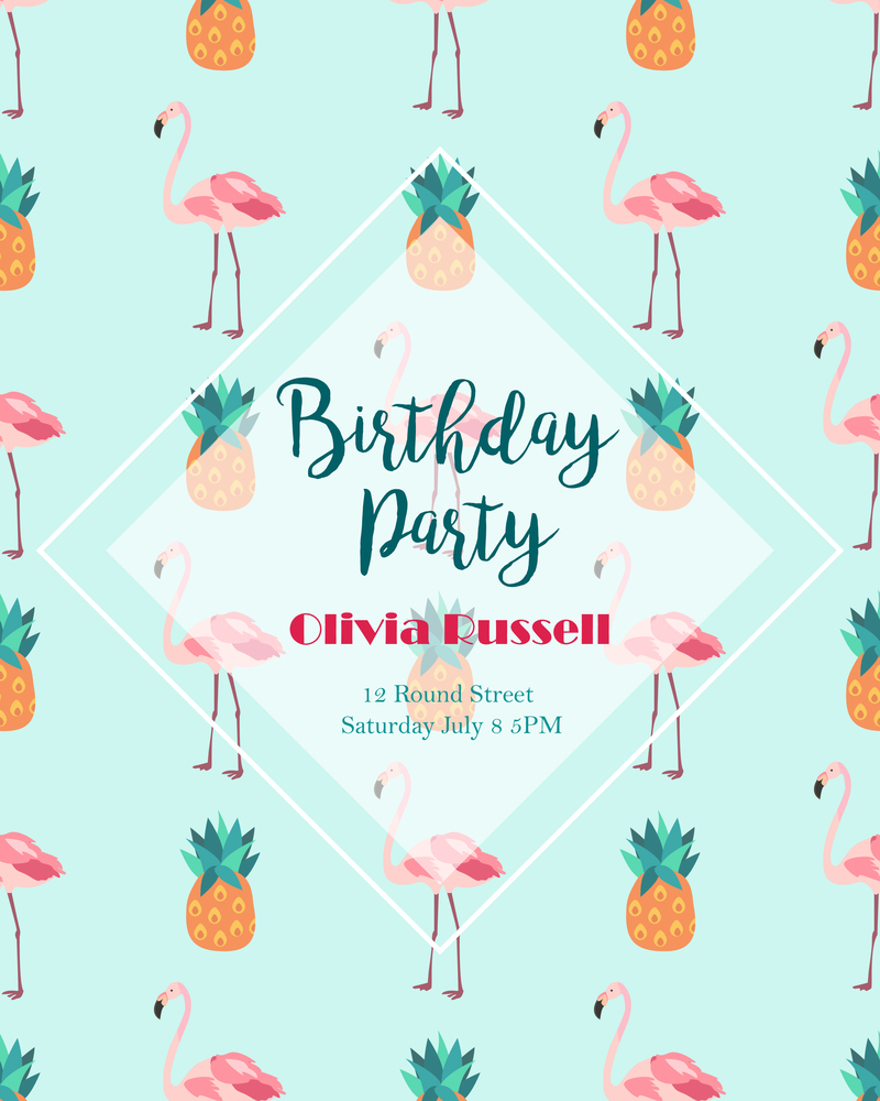 Tropical invitation template with pineapple and flamingo. Tropical invitation template with flamingo and pineapple