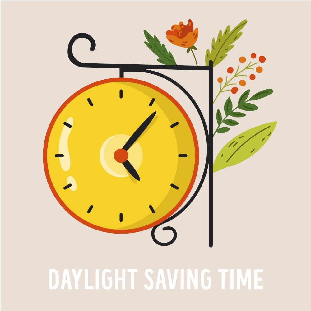 Daylight Saving Time. Abstract design with clock. Vector illustration. Daylight Saving Time. Abstract design with clock