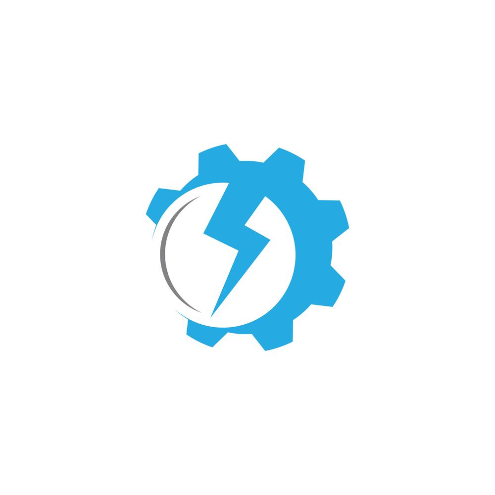 Lightning bolt  with gear icon logo creative vectorillustration