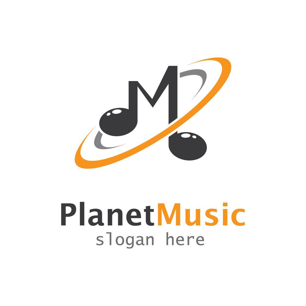 Planet music icon logo creative vector illustration