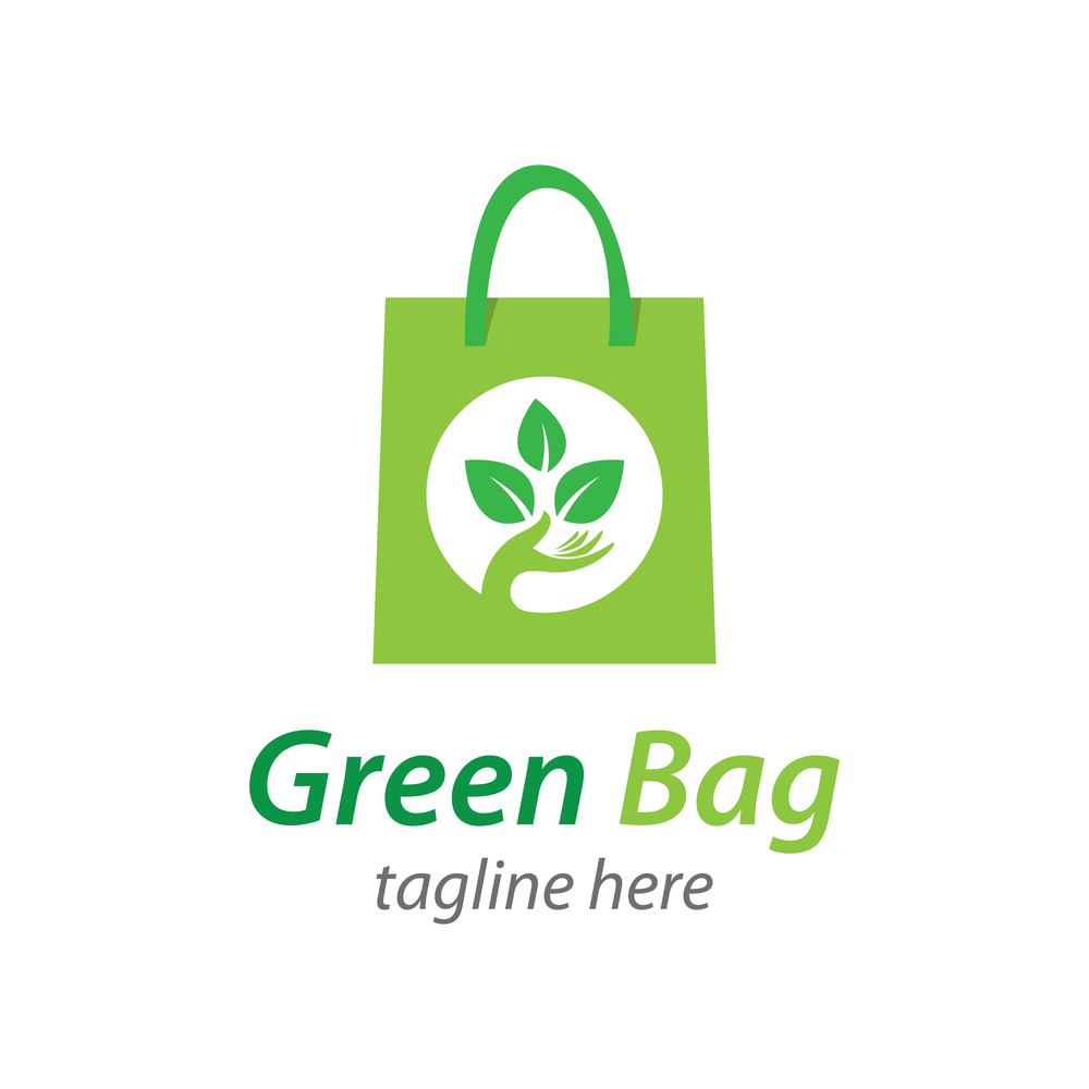 Green bag logo template icon vector design