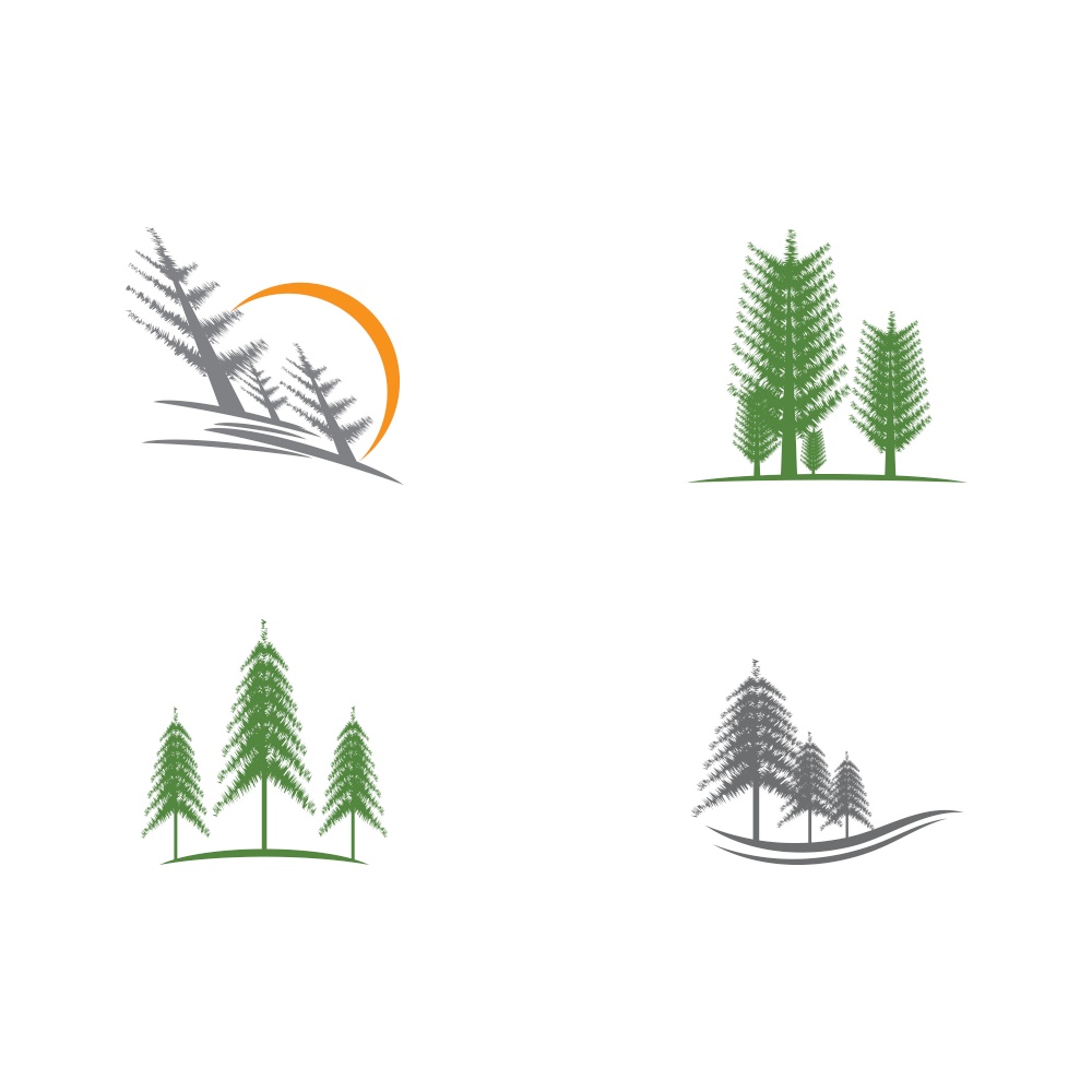 Set Pine tree ilustration logo vector design