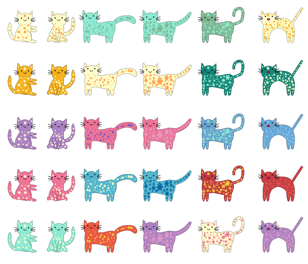 Cat different breeds set, cute pet animal. Cat different breeds set, cute pet animal Illustrations