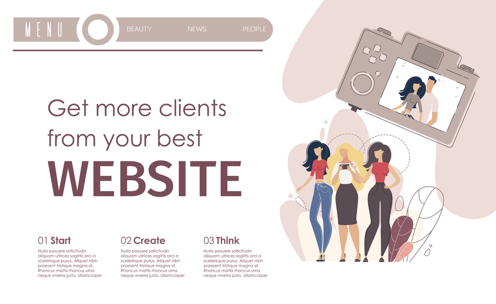 Web Design Company, Digital Marketing Service, online Advertising Solution for Clients Engaging Web Banner, Landing Page Template. Website Audience, Blogger Follower Trendy Flat Vector Illustration