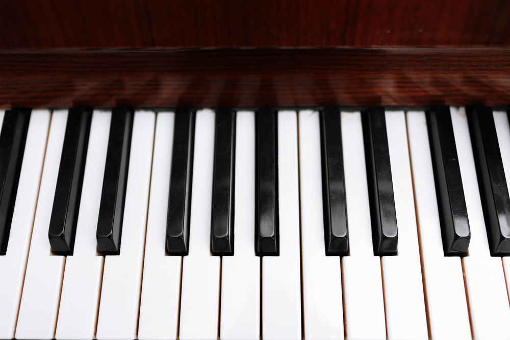Piano keyboard, close up of keys. Black and white keys of a piano background.. Piano keyboard, close up of keys. Black and white keys of a piano background