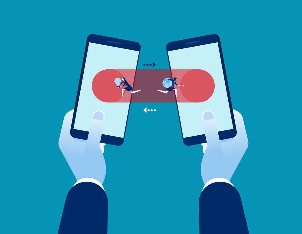 Technology. Data transfer and connection on smartphone. Concept business technology vector illustration.
