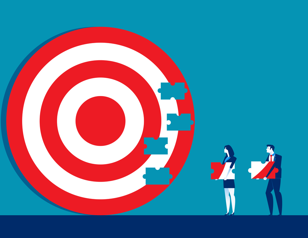 Business team and partner create goals together. Concept business vector illustration.