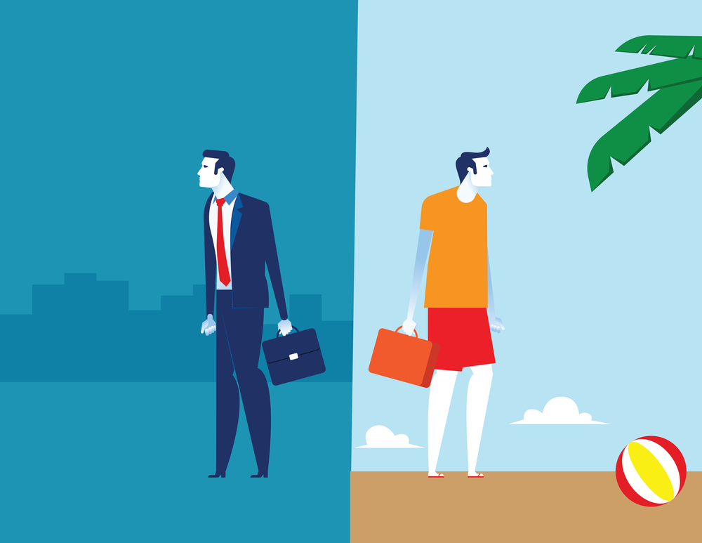 Business people with work and holidays. Concept business vacation vector illustration.