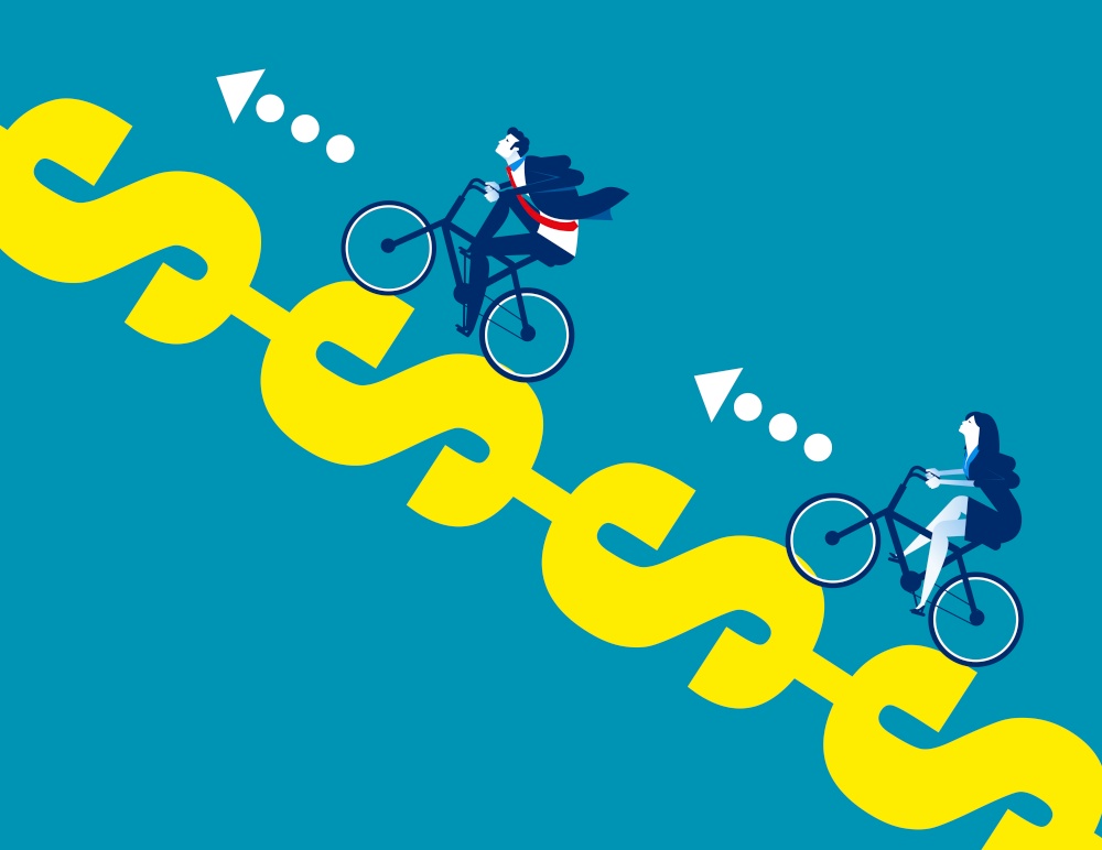 Business drive cativity. Concept business vector illustration, Bicycle, Finance and economy.