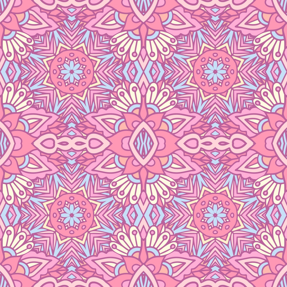 Ethnic tribal festive pattern for fabric. Abstract Doodle style seamless pattern ornamental. Indian design