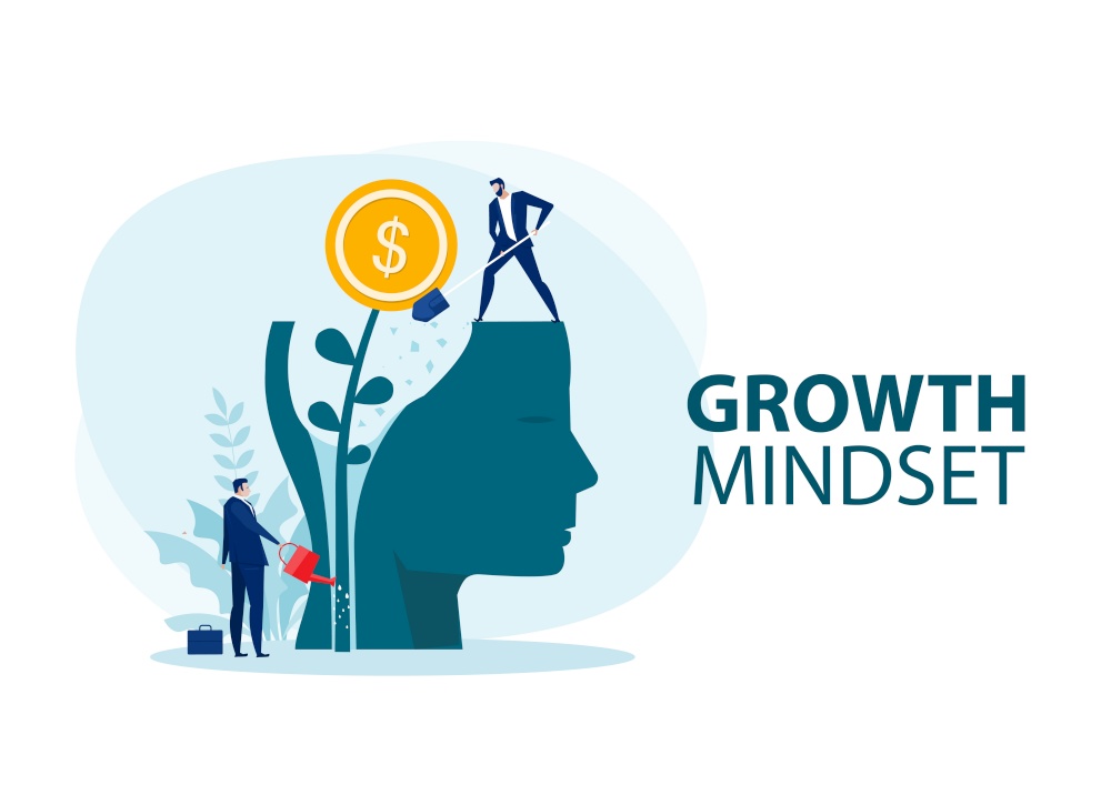 businessman Water the plants money think for growth mindset concept vector