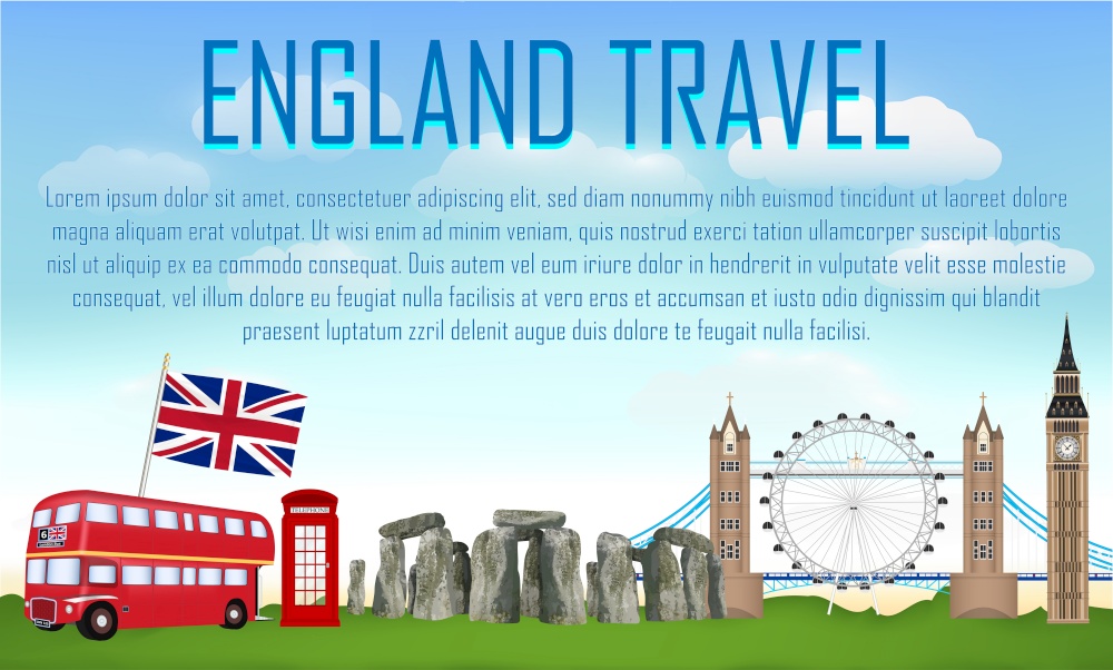 england travel with landmarks and icons of england