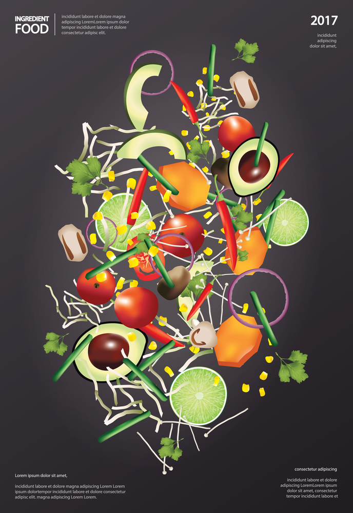 Flying Ingredient Food Vector Illustration