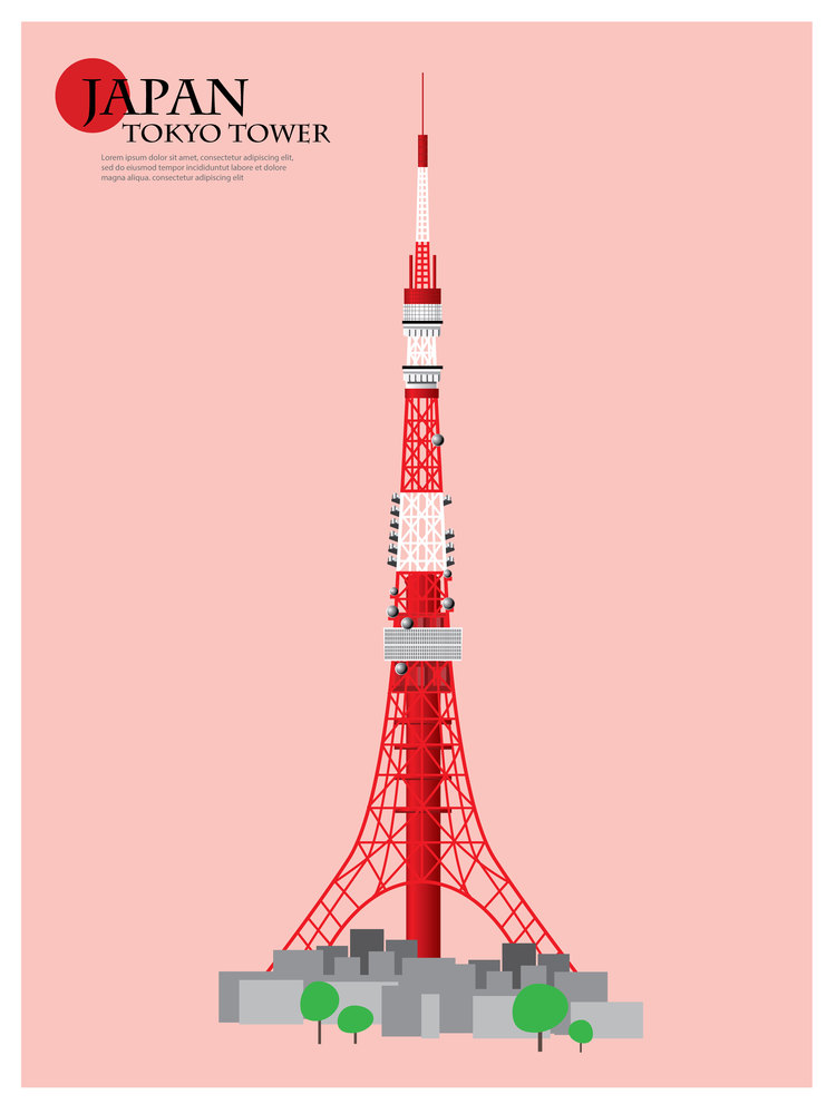 JAPAN landmark, Tokyo Tower vector Illustration