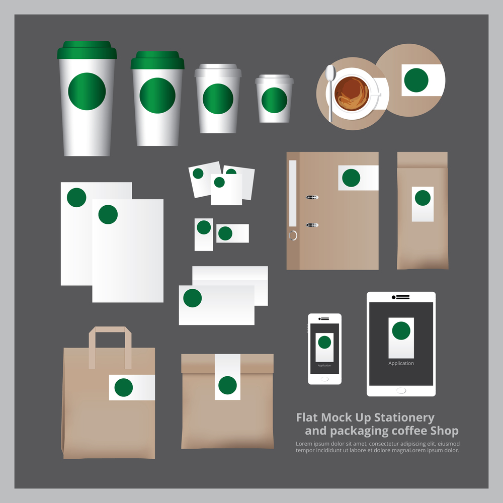 Flat Mock Up Stationery and packaging Coffee Shop