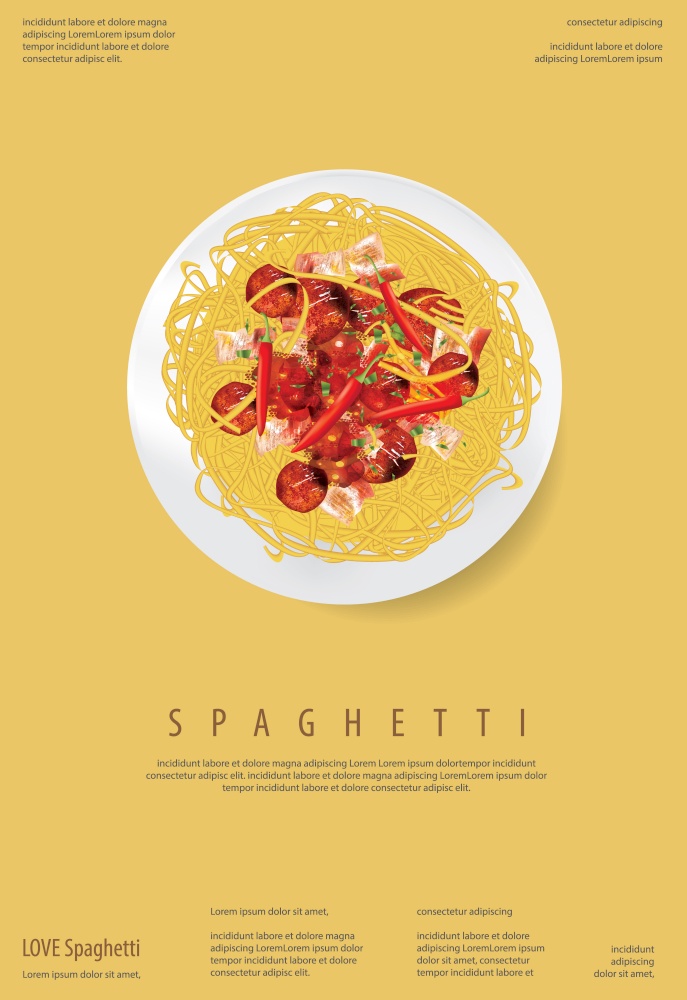 Spaghetti Food Poster Deign Template Vector Illustration