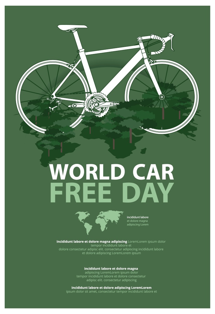 World Car Free Day Poster Advertising Template Vector Illustration
